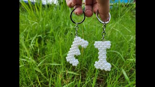 How to make easy keychain from beads| របៀបធ្វើបន្តោងសោពីអង្កាងាយៗ