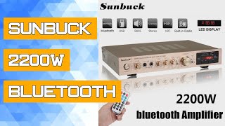 Sunbuck 2200W bluetooth 5 Channel Power Amplifier HiFi Stereo Speaker Amp Support FM Radio 2 Mic USB