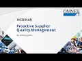 Proactive Supplier Quality Management || Antony John || Omnex ||