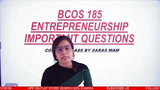 BCOS 185 | Enterpreneurship | important questions | IGNOU WALAY