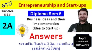 Entp & S | Ch 2A Business Ideas | Answers | GTU Sem 5 | Imp