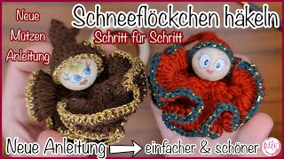 SCHNEEFLÖCKCHEN häkeln | Schritt für Schritt | NEUE Anleitung | super EINFACH 🤩 MÜTZEN Anleitung 🌸