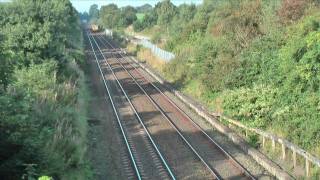 66516, 90045 and 66578 on 0K45, 09:40, Garston - Crewe on the Chat Moss