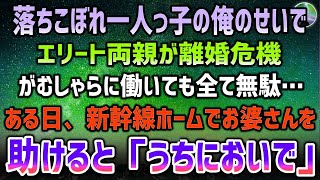 【感動する話】落ちこぼれ一人っ子の俺のせいでエリート両親が離婚危機に。がむしゃらに働いても無駄だった→ある日、新幹線のホームで重たい荷物に困るお婆さんを助けると「顔色悪いね…うちにおいで」【いい話】