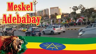 Meskel Adebabay walking tour and Driving downtown addis abeba, ethiopia 2024