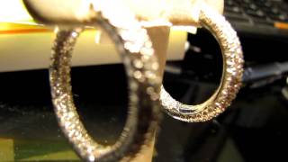 18K White Gold Diamond Hoops