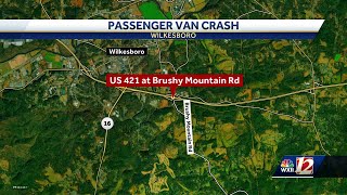 6 injured, 9 refuse care after van overturns on Highway 421, Wilkes County EMS says