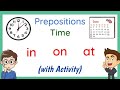 Prepositions of Time: in, on, at (with Activity)