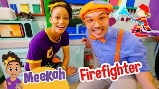 Meekah \u0026 Blippi Learn Fire Safety IN REAL LIFE | Pretend Play Safety Stories for Kids