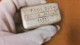 Rare 7 Oz Engelhard Cast Finish Silver Bar .999+ Fine!