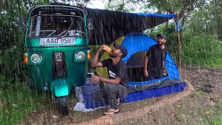 Heavy Rain survival in Tuk Tuk Camping  | Making Sandwiches ASMR