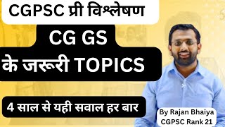 CGPSC PRELIMS Most Important topics of CG GS