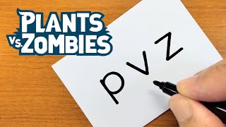 How to turn words PVZ（Plants vs. Zombies）into a cartoon - How to draw doodle art on paper