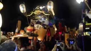 川越祭り２０１４　１９日　夜の曳っかわせ　仲町交差点　４台の山車　2014.10.19 Kawagoe Festival