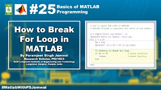 How to Break For Loop in MATLAB #25