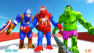 DEATH RUN vs SPIDERMAN GORO \u0026 CAPTAIN AMERICA GORO \u0026 HULK GORO - Animal Revolt Battle Simulator