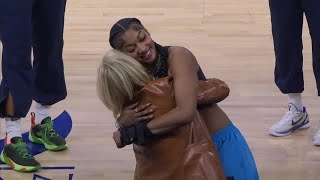 🥰 Angel Reese \u0026 Kim Mulkey reunite | Chicago Sky vs Dallas Wings WNBA basketball LSU Tigers