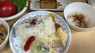 2024年6月28日🌕晩ご飯🍚厚揚げ焼き、アゲの煮物、サラダ🥗トマト🍅大根おろし、小物、、ウインナー赤😊✌️🤭🙆