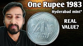 One Rupee Coin 1983 Hyderabad Mint Value (one rupee coin 1983 value) # iconic india