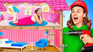 Built TINY HOUSE for My SISTER! Amazing SECRET Room MAKEOVER in 24 Hours | Relatable by La La Life