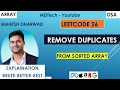 Remove duplicates from sorted array | Leetcode 26 | JavaScript | Two pointers | In-place