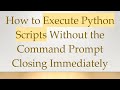 How to Execute Python Scripts Without the Command Prompt Closing Immediately