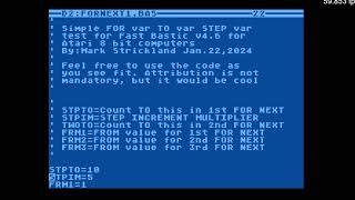 Atari 8 Bit - Fast Basic v4.6 (by dsmc) FOR TO NEXT STEP Test