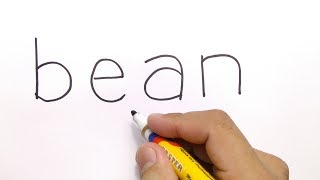 VERY EASY ! how to turn words BEAN into MR BEAN, CARTOON for kids / learn how to draw