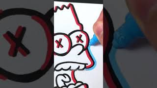 Drawing Bart Simpson with Posca Markers! Glitch Effect! #Shorts