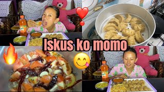 ISKUS KO MOMO THO PANI AATAMA 🥰🥟|| COOKING AND EATING || MUKBANG ❣️||