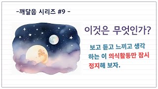 지금여기 #9 -이것은 무엇인가?  무엇을 대상으로 보고 듣고 느끼고 생각하는 이 의식활동만 잠시 정지해 보세요.