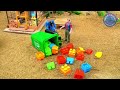 rescue the truck from the pit with excavator and crane truck police car toy stories mega trucks