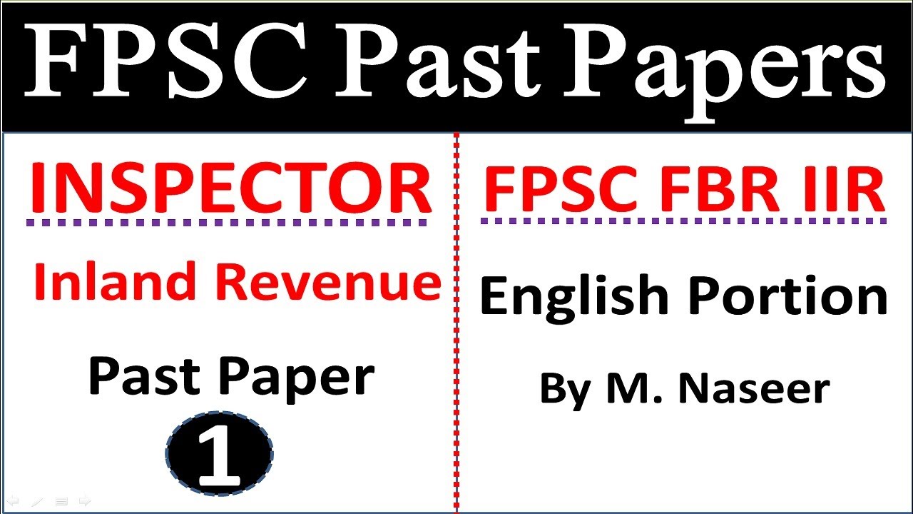 FPSC Past Papers Solved English MCQs|| FPSC Inspector Inland Revenue ...