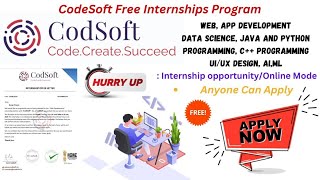 internship🔥 from codesoft in any languages for 1 month or 2 month🖋 as well as wevelopment course.