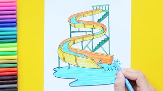 How to draw a water park slide