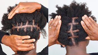 How To Part Short 4C Hair For Box Braids , Twists , Etc Using Rubber Bands | Natural Hair Parting!