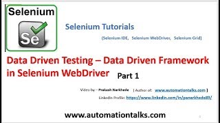 Selenium Video - Data Driven Framework - Data Driven Testing in Selenium WebDriver - Part 1