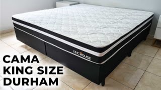 CONJUNTO CAMA BOX KING SIZE DURHAM COM MOLAS ENSACADAS