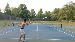 EMH-Highlight Tennis Point-Forehand Volley/Overhead-88 degrees Farenheit on court