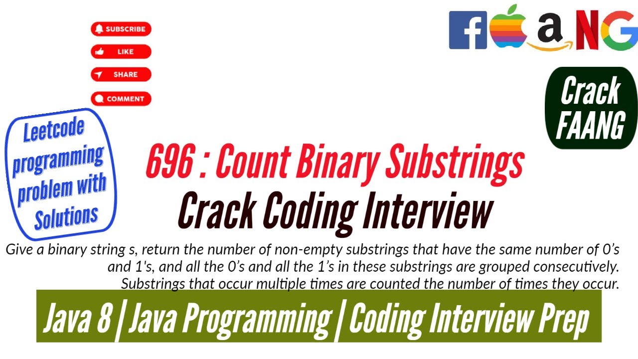 Count Binary Substrings | Leetcode 696 Solution In Java | Crack FAANG ...