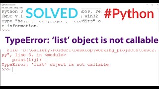 TypeError : 'list' object is not callable solved in Python