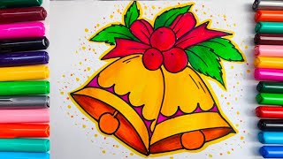 Christmas special How to make Easy and beautiful Christmas Bell Drawing 😀@artbyteju