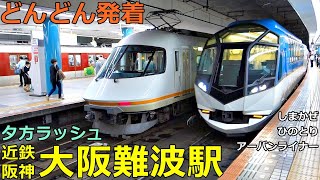 Kintetsu / Hanshin Osaka Namba Station 2🚃Trains arrive and depart more and more! ● Evening Rush