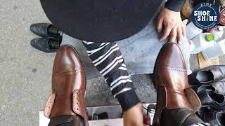 S4E194 light brown shoes ft Machine Man  #ASMR #shoeshine #faustoarizmendi