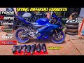 Trying different exhausts on Yamaha r15 v4| akrapovic,r9,yoshimura,toce,leo vince,mivv etc