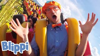 Blippi Explores A Theme Park | Blippi | Learn Colors With Blippi | Funny Videos