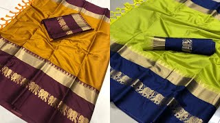 Soft cotton silk saree With designer jacquard work in saree with blouse