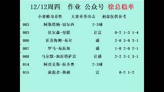 12.12竟彩足球赛事扫盘方向，仅供参考，扫盘已更新，昨日计划单拿下，更多赛事分析等你来阅，微信19950234329，#足球推荐 #足球预测  #竞彩足球 #竞彩   #买球下注  #五大联赛