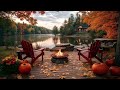 serene autumn 🍁 lakeside crackling fire and nature sounds for relaxing