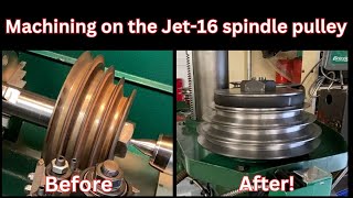 Machining on the Jet-16 milling machine spindle pulley. What a difference!